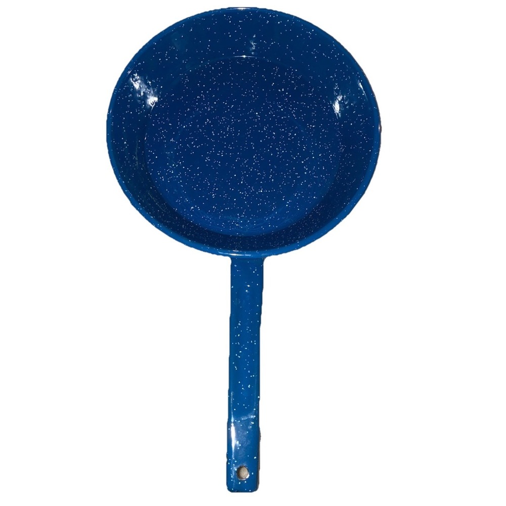Vintage Pan Blue Speckled Enamelware 10" Skillet Frying Camping‎